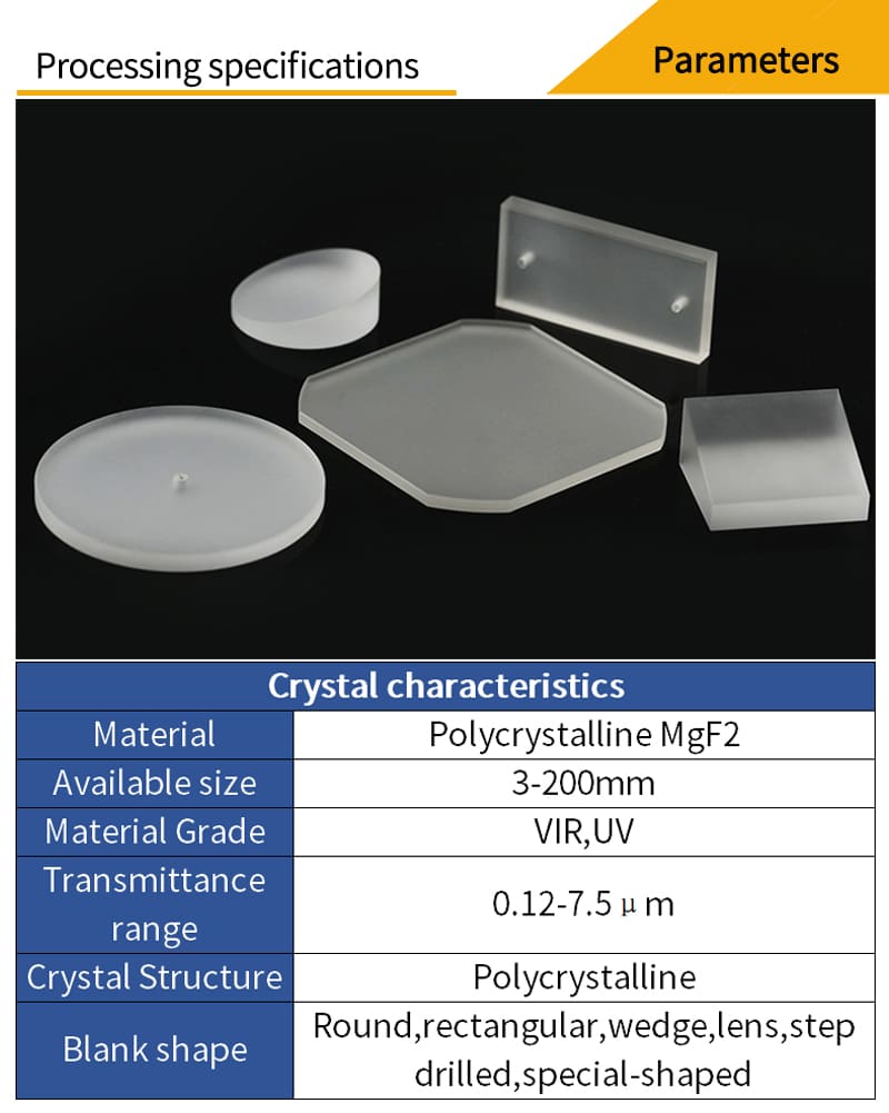 Customized parameters for polycrystalline magnesium fluoride